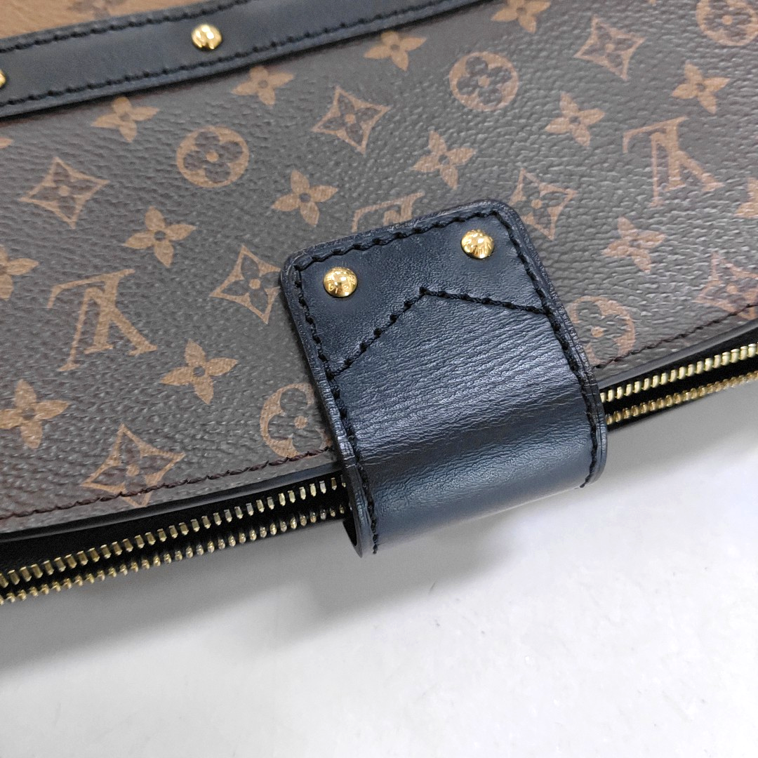 LOUIS VUITTON TRUNK Brown Coated Canvas Monogram Crossbody Bag Shoulder Bag Golden Hardware Removable Strap Accessories Included-(SKU)-943345800