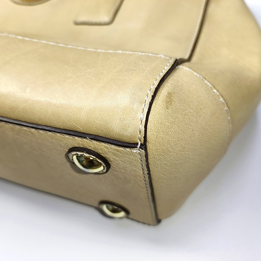 COACH Tote bag Khaki Leather Single Shoulder Bag and Handbag Golden hardware-(SKU)-933061501