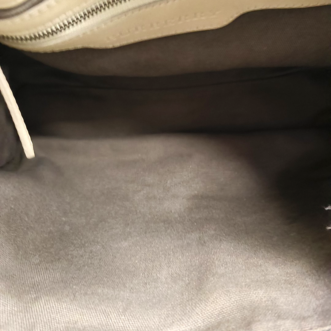 BURBERRY Smoked Check Medium size Light Gray Coated Canvas Shoulder Bag Tote Ruthenium color hardware Removable shoulder strap-(SKU)-951094751
