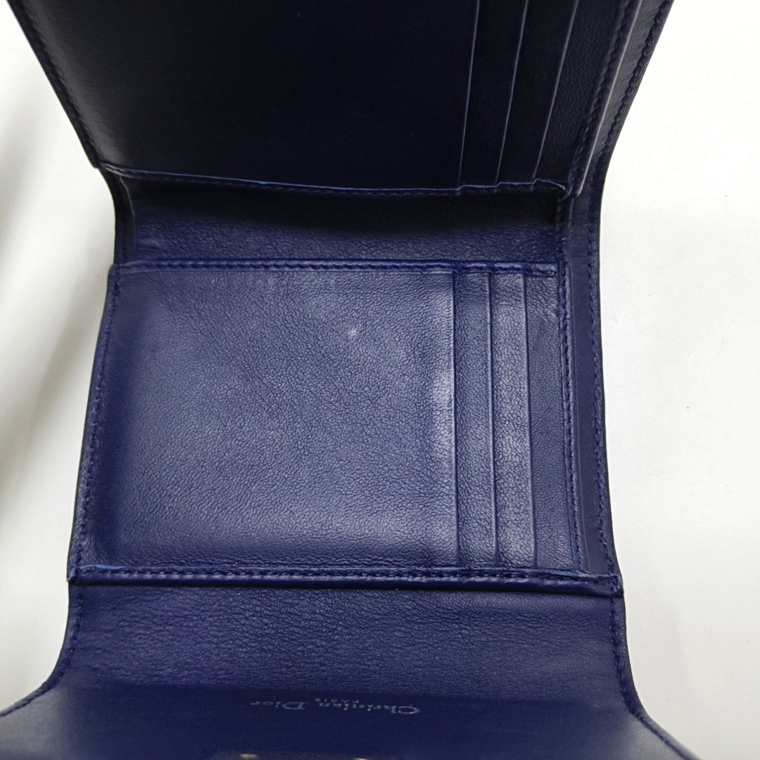 DIOR Rendez-Vous Purple Patent Leather Weave Pattern Jacquard Wallet Silver Hardware Complete Accessories-(SKU)-956063530