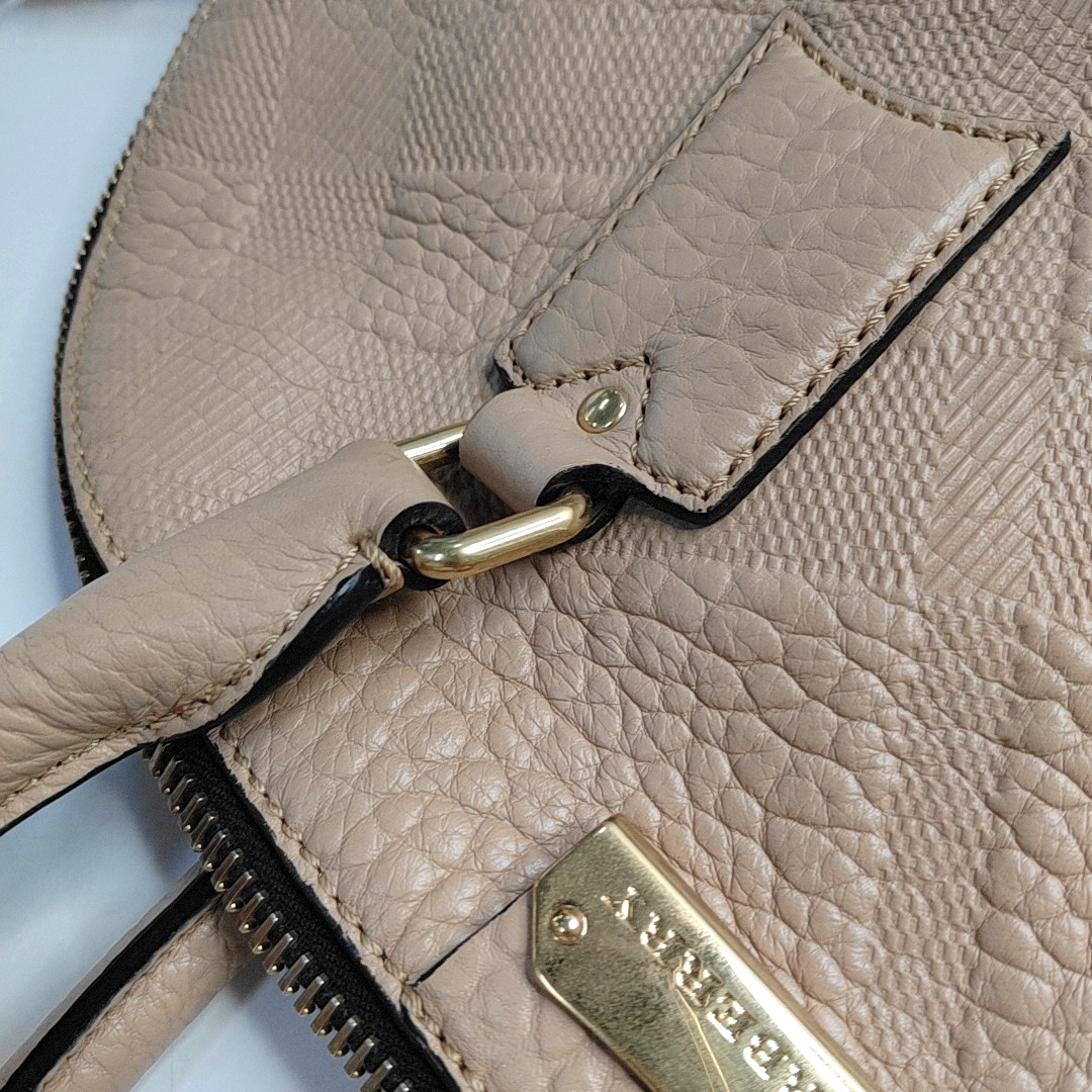 BURBERRY Sartorial Orchard Small size Nude Pink Cowhide Tote Bag Single Shoulder Bag Crossbody Golden hardware-(SKU)-943770411