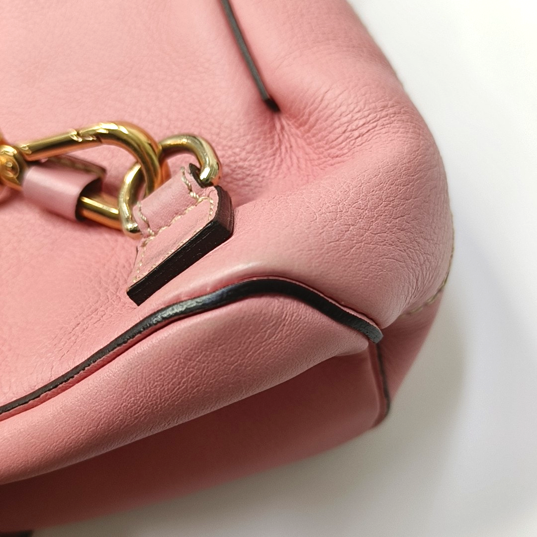 Chloé Faye mini Pink Cowhide Backpack Single Shoulder Bag Golden hardware shoulder straps-(SKU)-958394147
