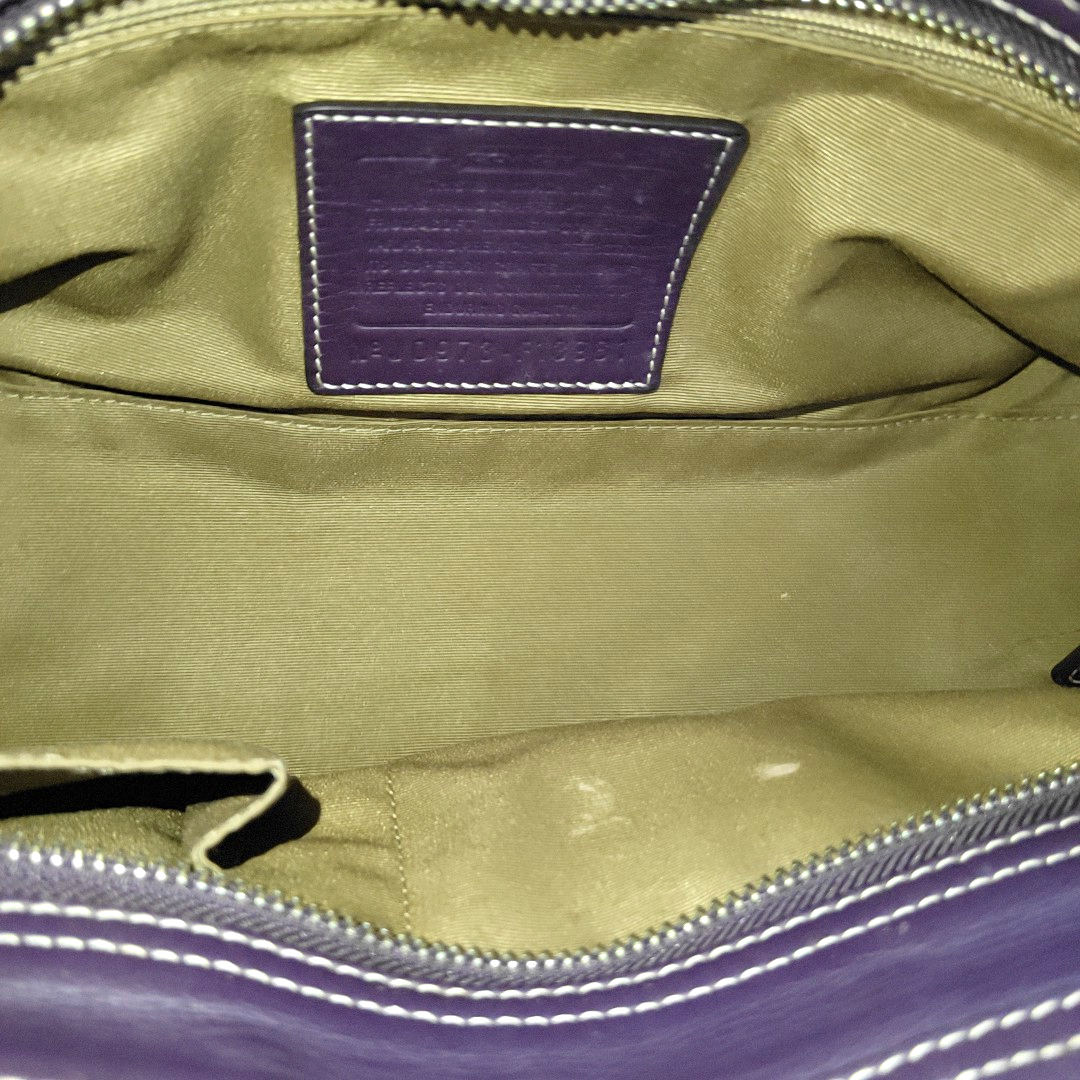 COACH Tote bag Purple Leather Handbag Silver Hardware-(SKU)-938235909