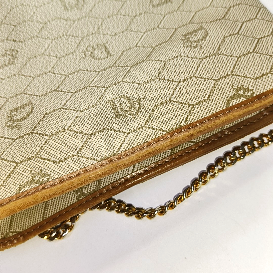 DIOR Khaki Coated Canvas Monogram Printed Shoulder Bag Golden hardware-(SKU)-957692854