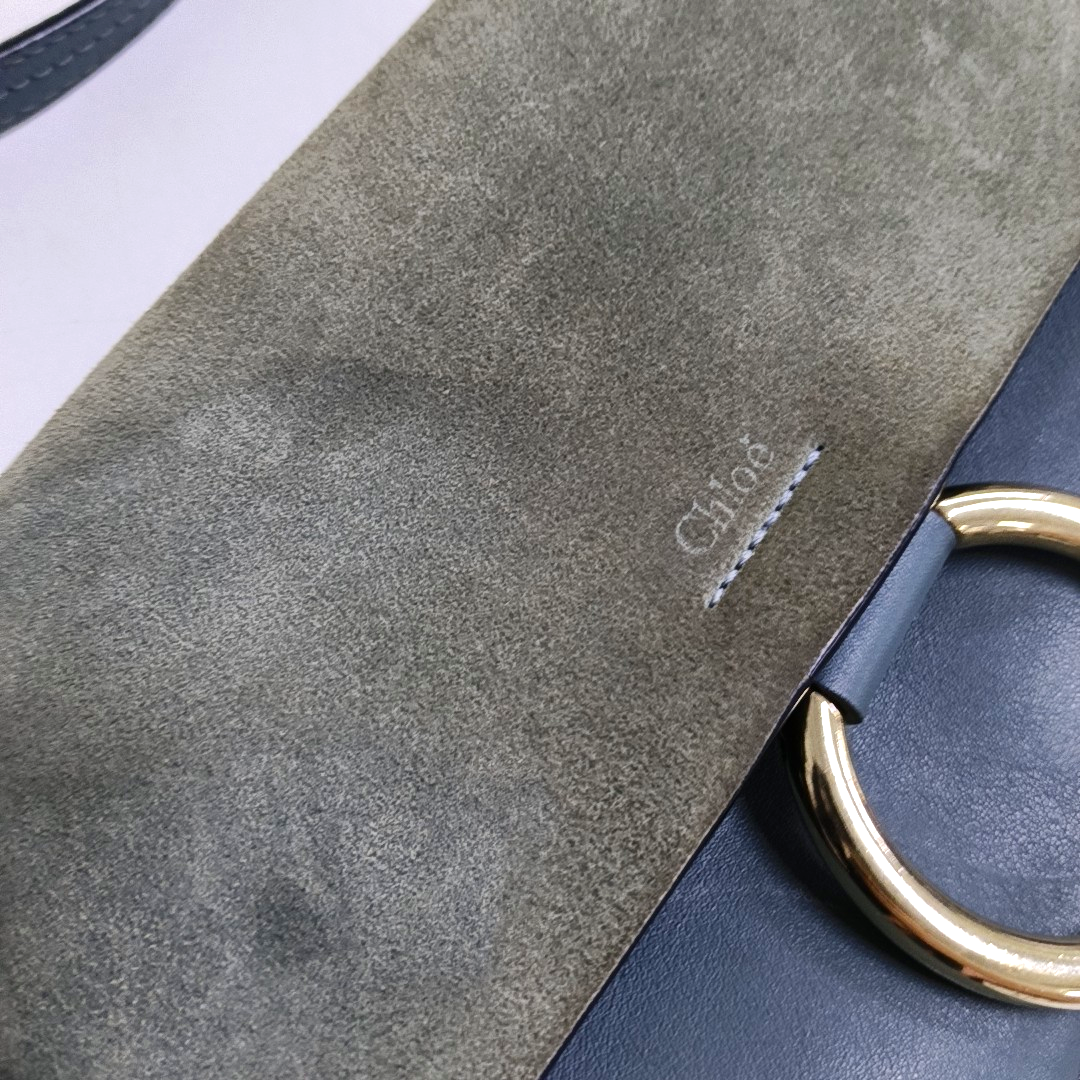 Chloé Faye Small size Blue Cowhide Crossbody Bag Single Shoulder Bag Golden Silver Hardware-(SKU)-950599732