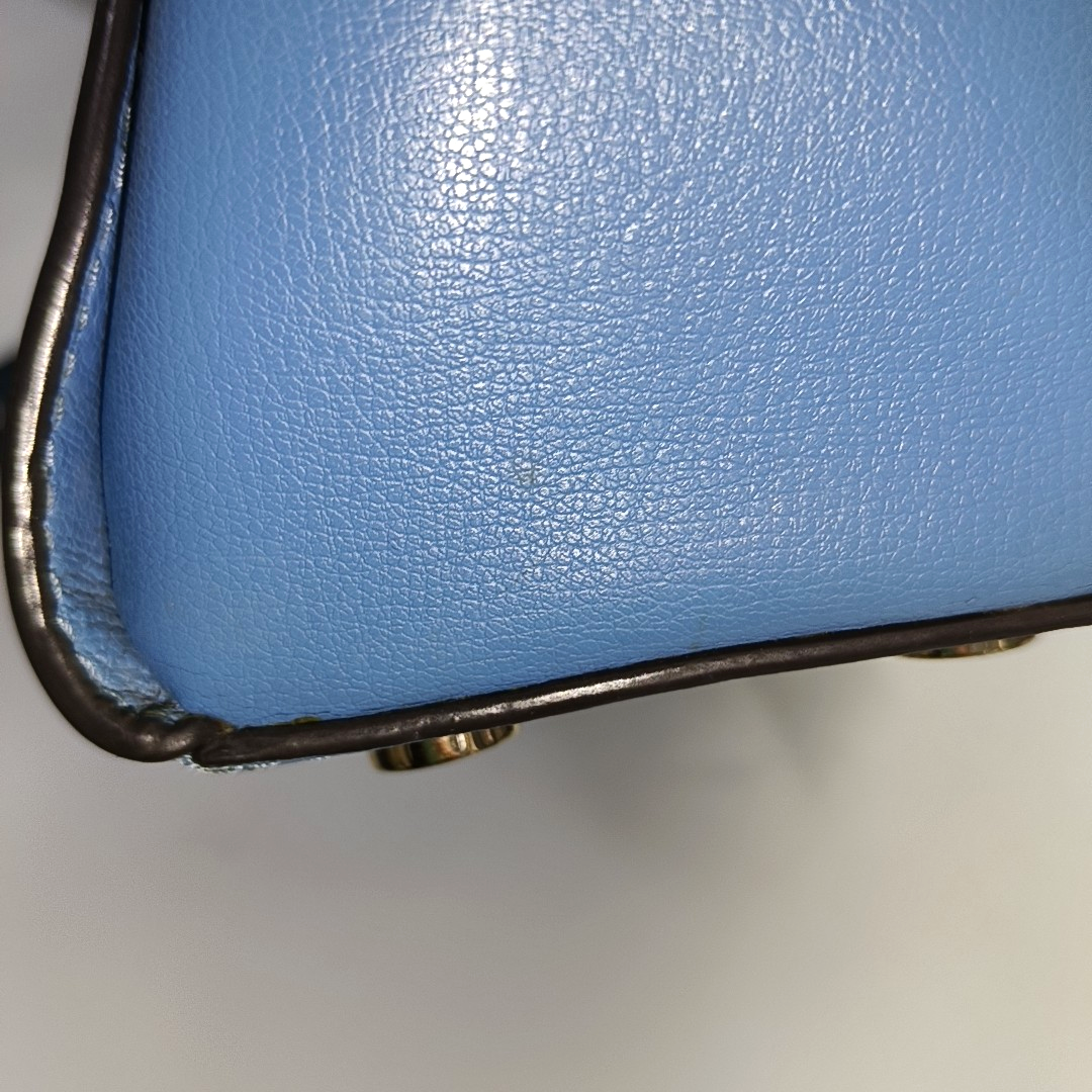 MICHAEL KORS Tote bag Small size Blue Cowhide Studs Single Shoulder Bag Tote Bag Crossbody Bag Golden hardware Removable shoulder strap-(SKU)-929655506