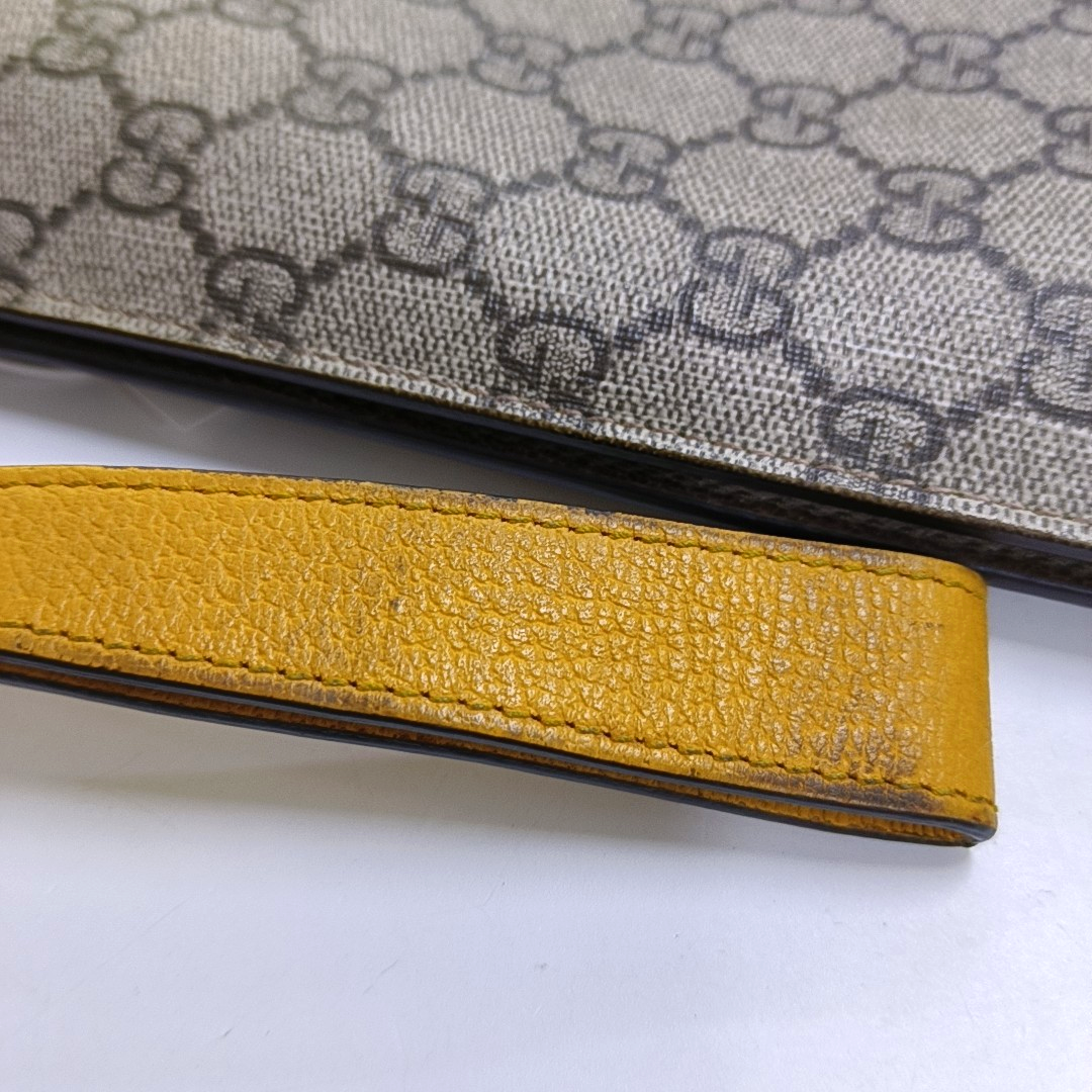 GUCCI Neo Vintage Khaki Coated Canvas Monogram Tiger Head Bag Clutch Golden hardware-(SKU)-946504003