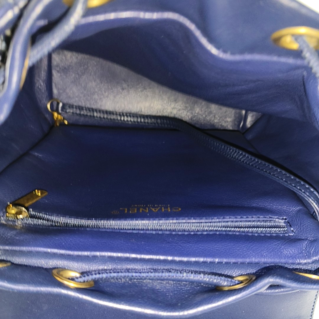 CHANEL URBAN SPIRIT Deep Blue Wool Quilted Backpack with Golden Hardware-(SKU)-963671463