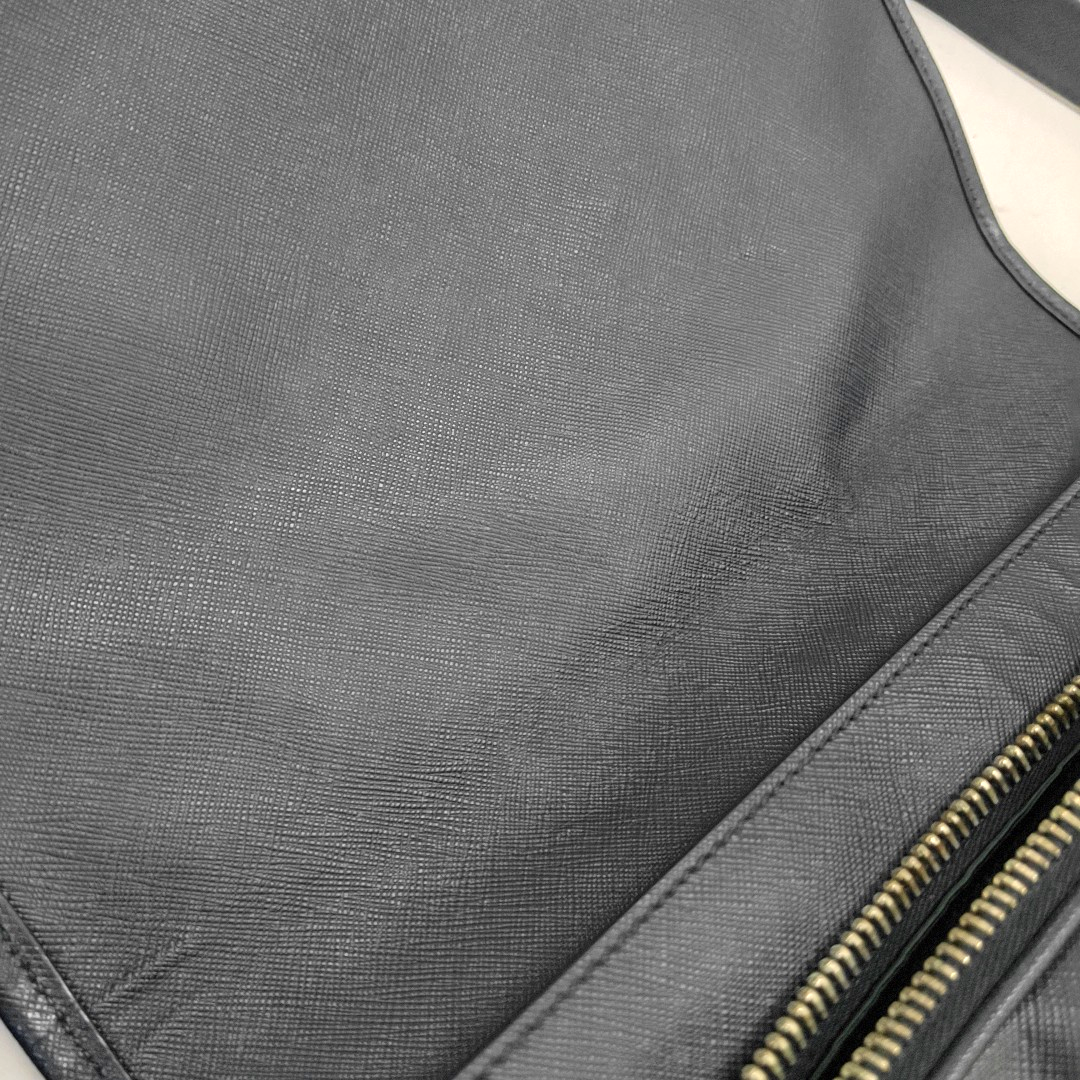 PRADA Dark Blue Cowhide Cross Grain Crossbody Bag Single Shoulder Bag Silver Hardware-(SKU)-949542016