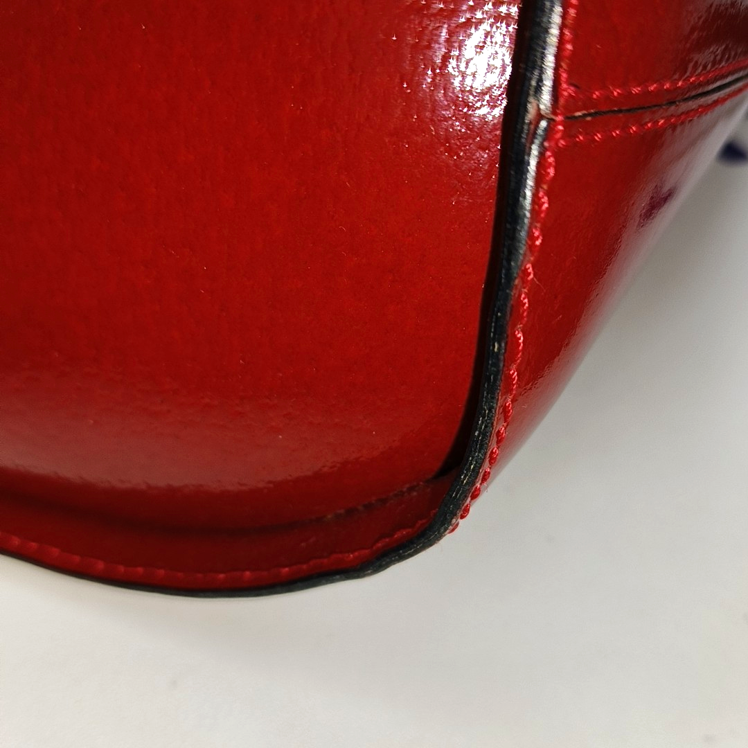 CELINE Bucket bag Red Cowhide Embossed Single Shoulder Bag Golden hardware Vintage model-(SKU)-12936054