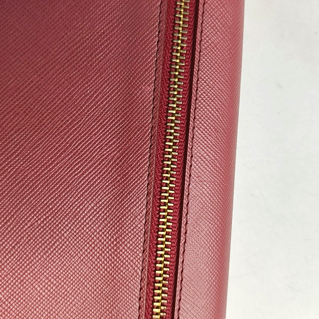 PRADA Pink cowhide cross-grain wallet Golden hardware-(SKU)-955720758