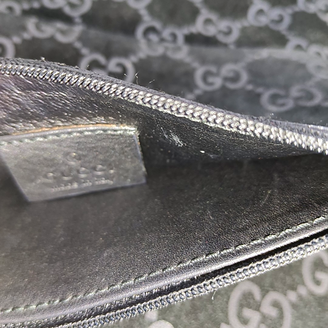 GUCCI Black Suede Single Shoulder Bag Silver Hardware Sub-bag-(SKU)-14221484