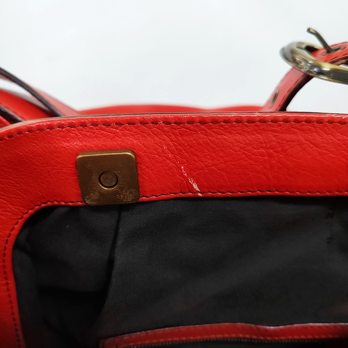 FENDI Red Calf Leather Crossbody Shoulder Bag Tote Golden hardware Removable shoulder strap-(SKU)-958494081