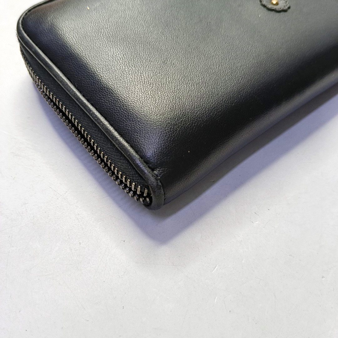 BOTTEGA VENETA Black Lamb Leather Patchwork Studs Wallet Golden hardware-(SKU)-947997451
