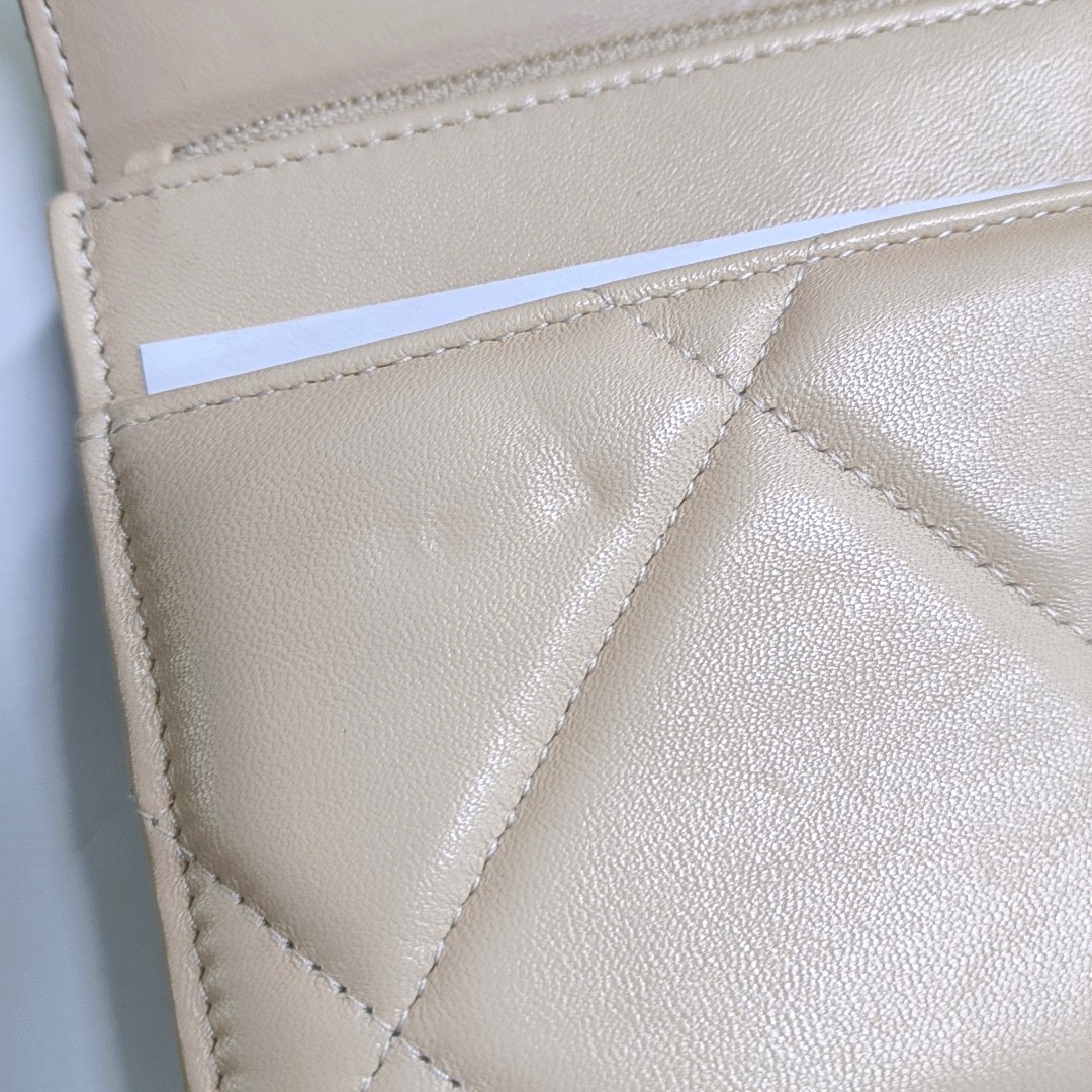 CHANEL CHANEL 19 WOC Beige Lamb Skin Quilted Stitched Crossbody Shoulder Bag Handbag Tote Bag Golden Silver Rhodium Hardware 31 Clasp-(SKU)-949178375