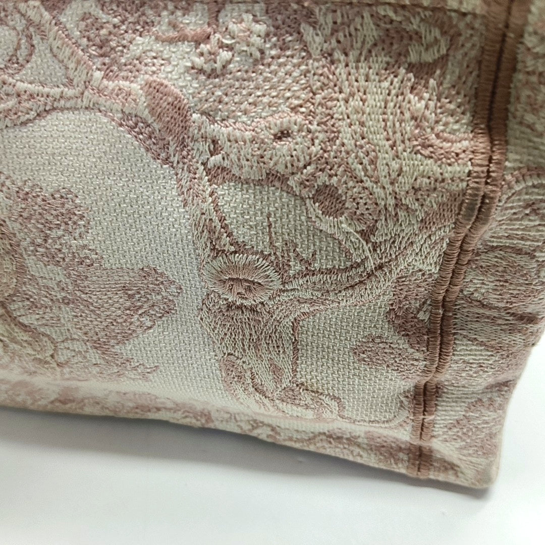 DIOR Book Tote Medium Pink Canvas Embroidered Handbag-(SKU)-970739916