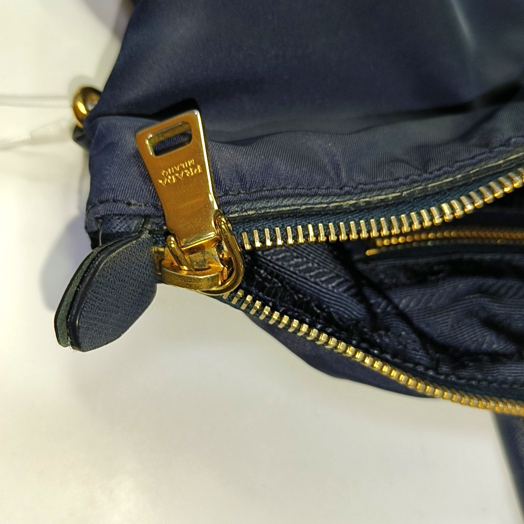 PRADA Tote bag Navy Nylon Logo Crossbody Bag Handbag Single Shoulder Bag Golden hardware-(SKU)-953507346