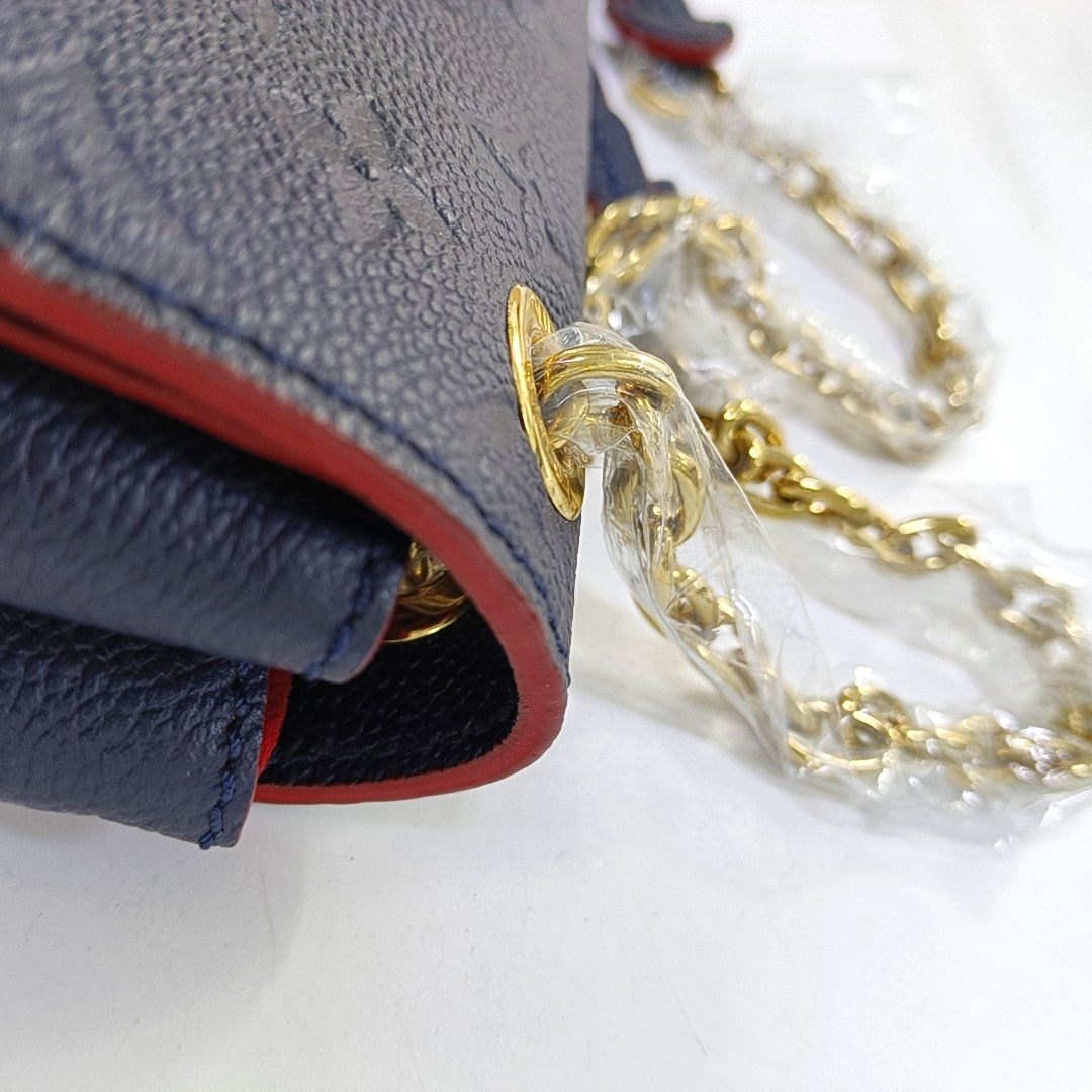LOUIS VUITTON VAVIN Small Deep Blue Leather Monogram Embossed Single Shoulder Bag Tote Bag Golden Hardware-(SKU)-959801677