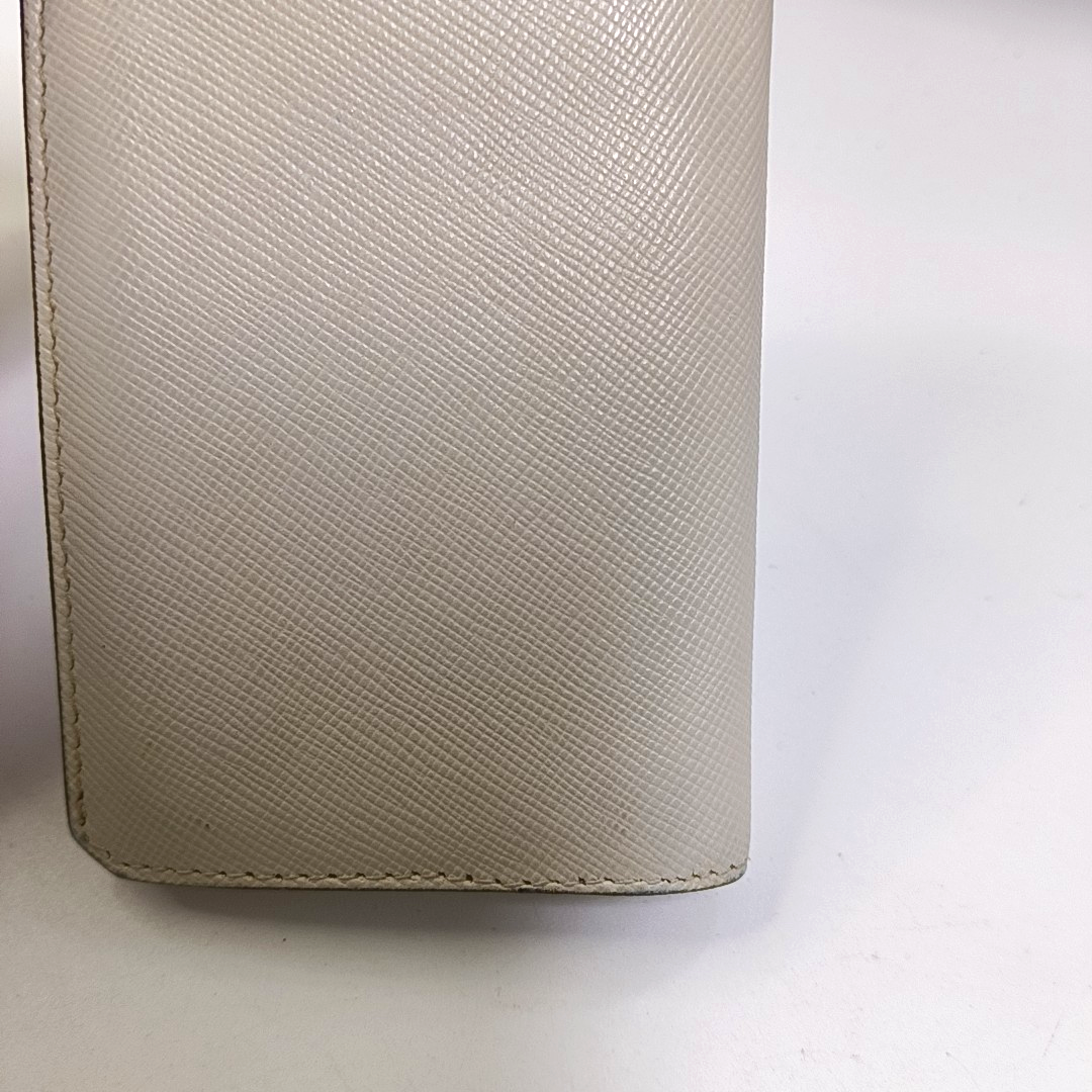 PRADA White Cowhide Crosshatch Card Case Silver Hardware-(SKU)-943649061