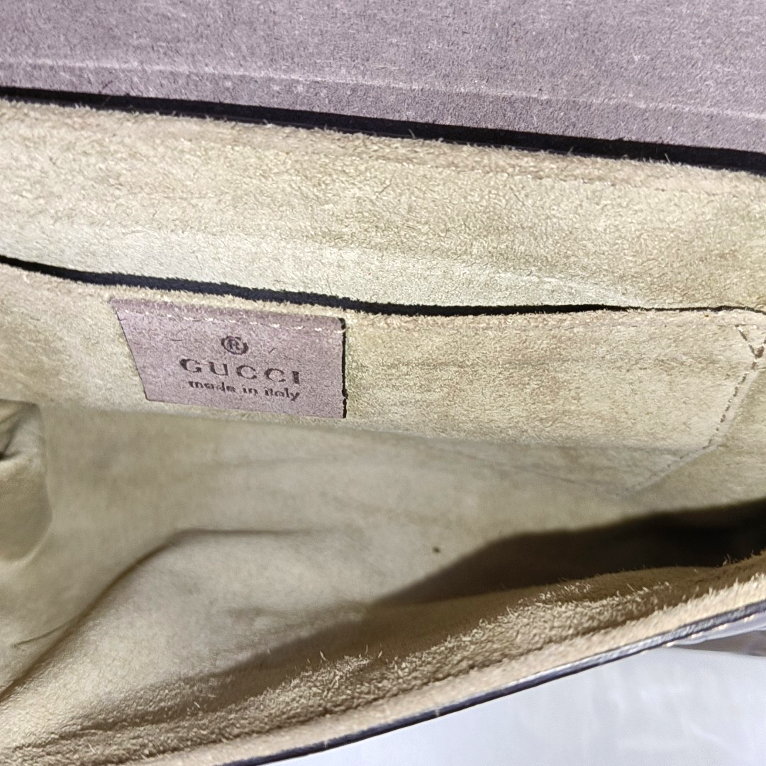 GUCCI Light Purple Patent Leather Monogram Damask Single Shoulder Bag Golden hardware-(SKU)-942136381