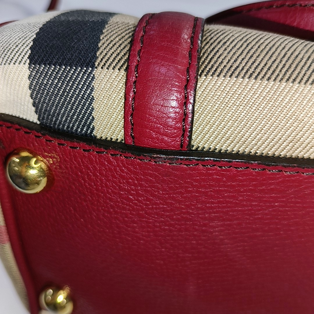 BURBERRY Alchester Brown Canvas Single Shoulder Bag Crossbody Bag Tote Bag Golden hardware Removable shoulder strap-(SKU)-929659819