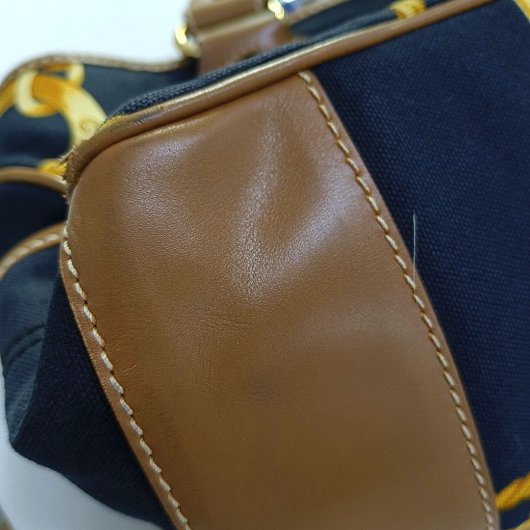 CELINE BOOGIE Black Canvas Tote Bag Golden hardware-(SKU)-957315028