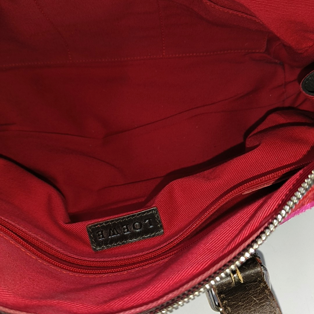 LOEWE Tote bag Dark Brown Leather Handbag Silver Hardware shoulder straps-(SKU)-938692603