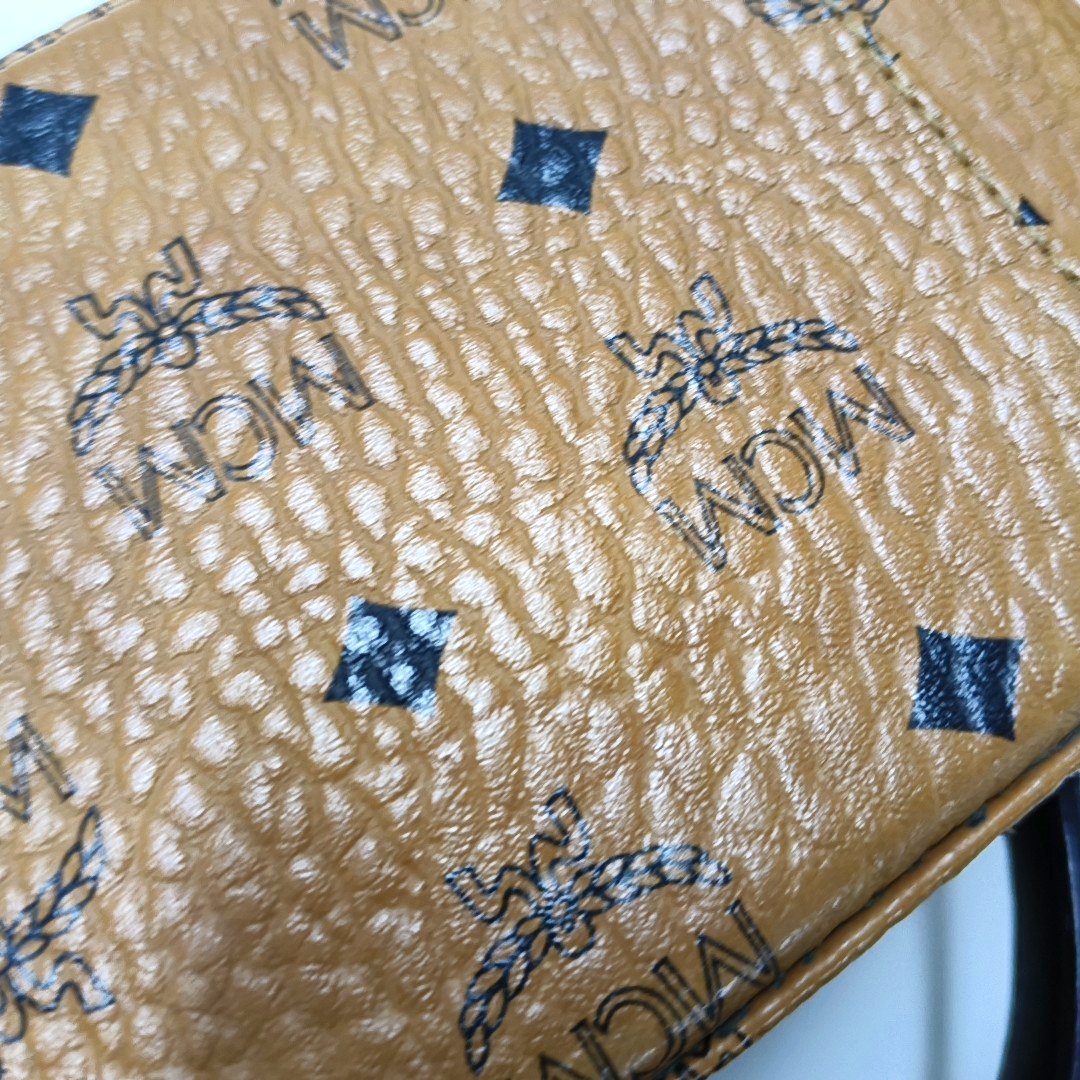 MCM ROCKSTAR mini Cognac Coated Canvas Monogrammed Single Shoulder Bag Tote Bag Crossbody Bag Golden hardware Removable shoulder strap-(SKU)-939759893