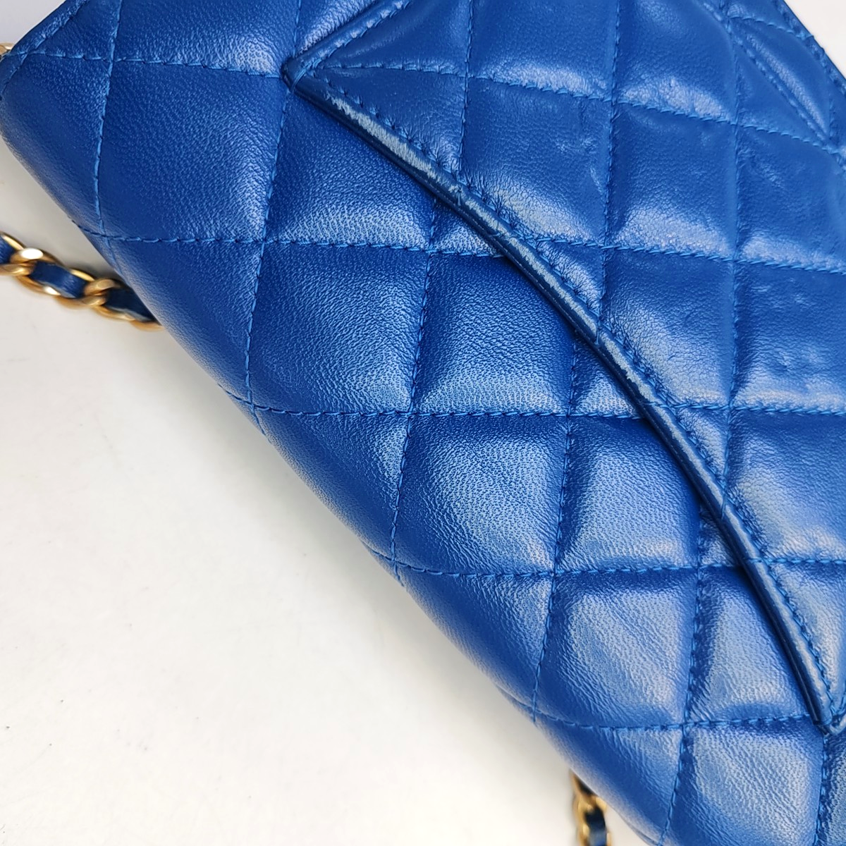 CHANEL WOC Blue Calfskin Quilted Diamond Pattern Crossbody Shoulder Bag Silver Hardware 30 Clasp-(SKU)-949176648
