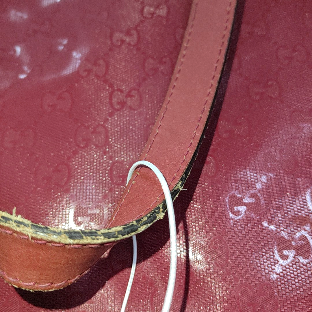 GUCCI GG Imprime Red Coated Canvas Monogrammed Single Shoulder Bag Silver Hardware-(SKU)-14506915