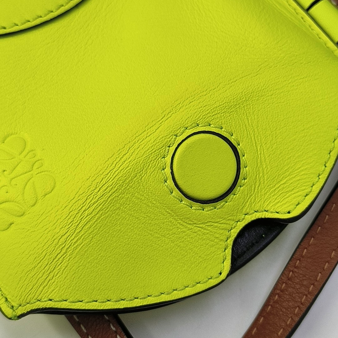 LOEWE Gate Yellow Cowhide Single Shoulder Handbag Crossbody Bag Silver Hardware-(SKU)-960260955