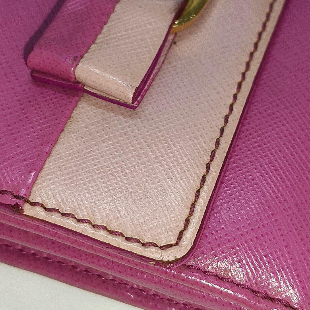 FERRAGAMO Vara Pink Leather Embossed Wallet Golden hardware-(SKU)-930486413