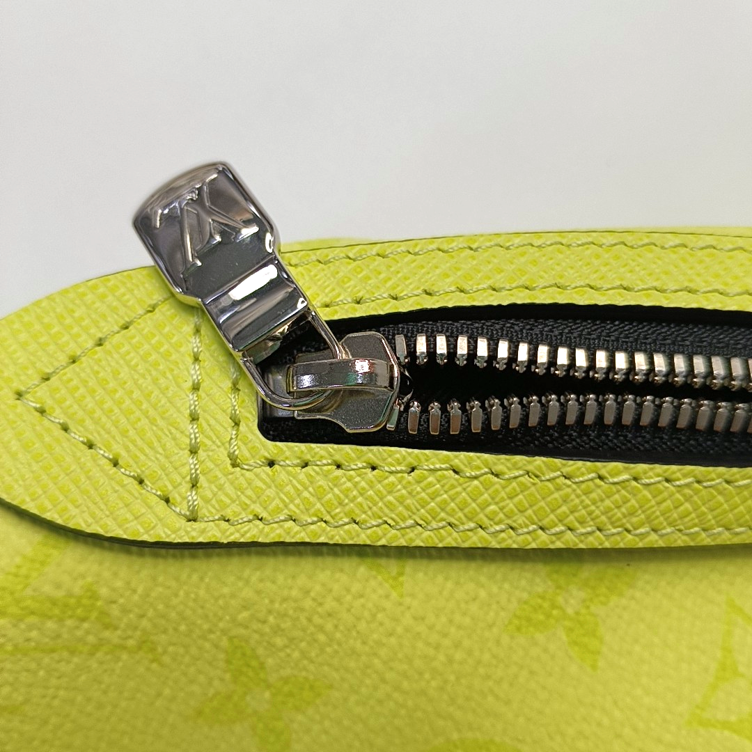 LOUIS VUITTON DUO Yellow-Green Coated Canvas Monogram Crossbody Shoulder Bag/Fanny Pack with Silver Hardware, Pouch-(SKU)-956667846