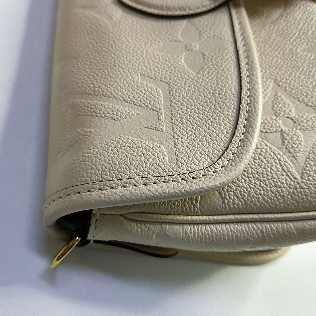 LOUIS VUITTON DIANE Beige Leather Monogram Shoulder Bag Tote with Detachable Strap-(SKU)-954097880