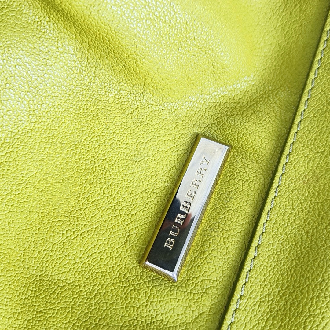 BURBERRY Yellow-Green Cowhide Single Shoulder Bag, Handbag, Crossbody Golden hardware Removable shoulder strap-(SKU)-959530790
