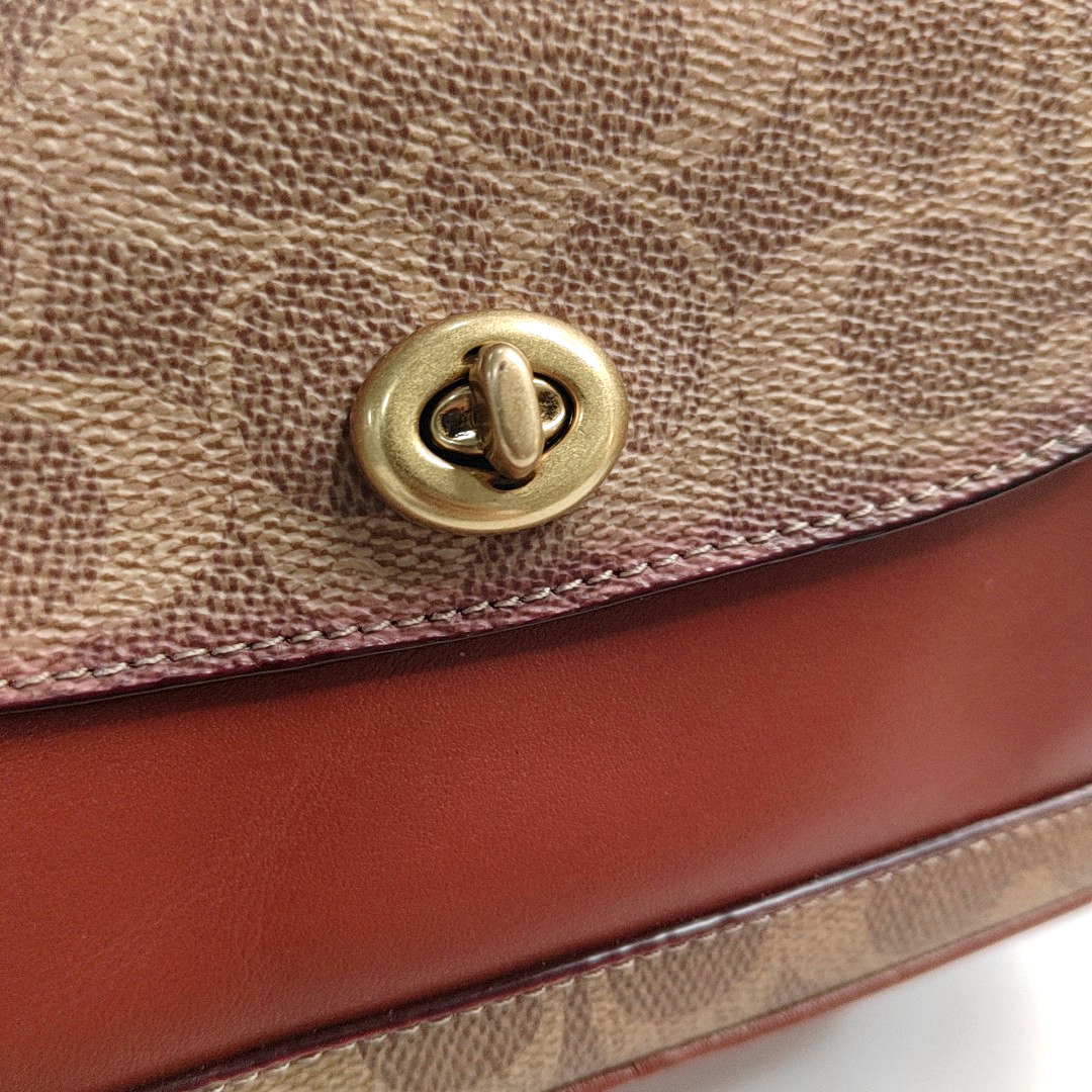 COACH WILLOW 20 Brown Leather Vintage Shoulder and Crossbody Bag Golden hardware Removable shoulder strap-(SKU)-943456010