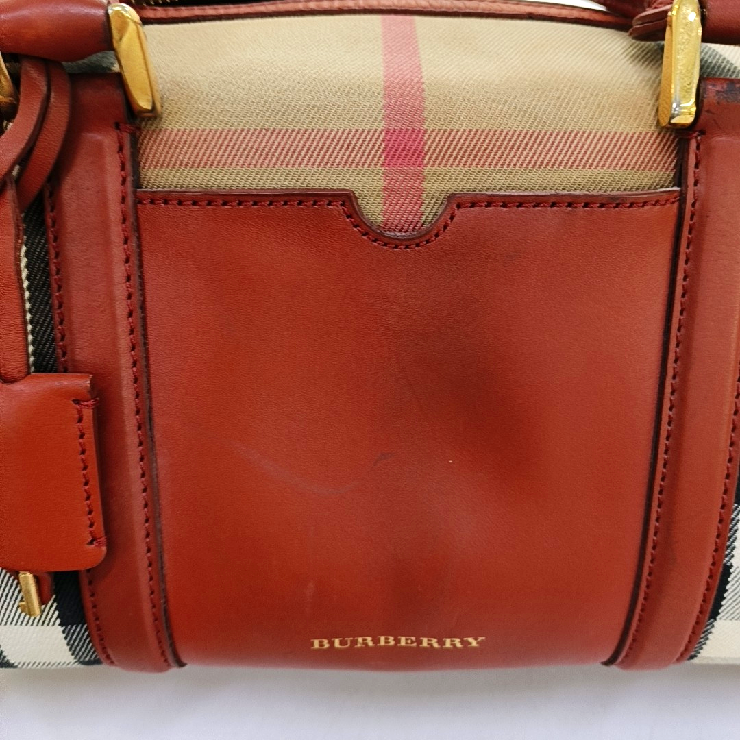 BURBERRY Alchester Red Canvas Handbag Golden hardware-(SKU)-959788155
