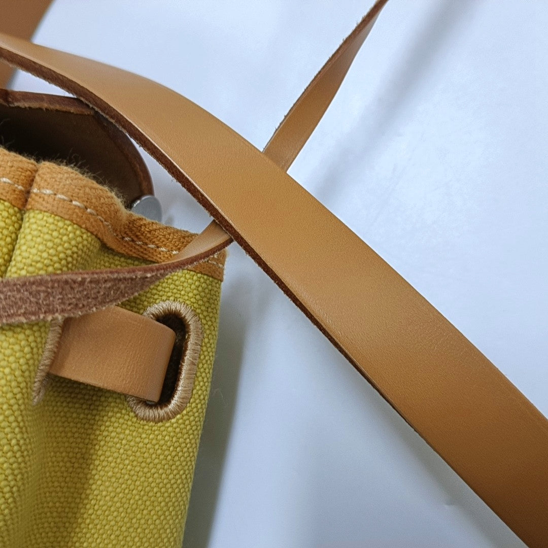 HERMÈS Herbag 31 Fennel Canvas Crossbody, Tote, and Shoulder Bag with Silver Hardware D, Detachable Strap-(SKU)-968228092