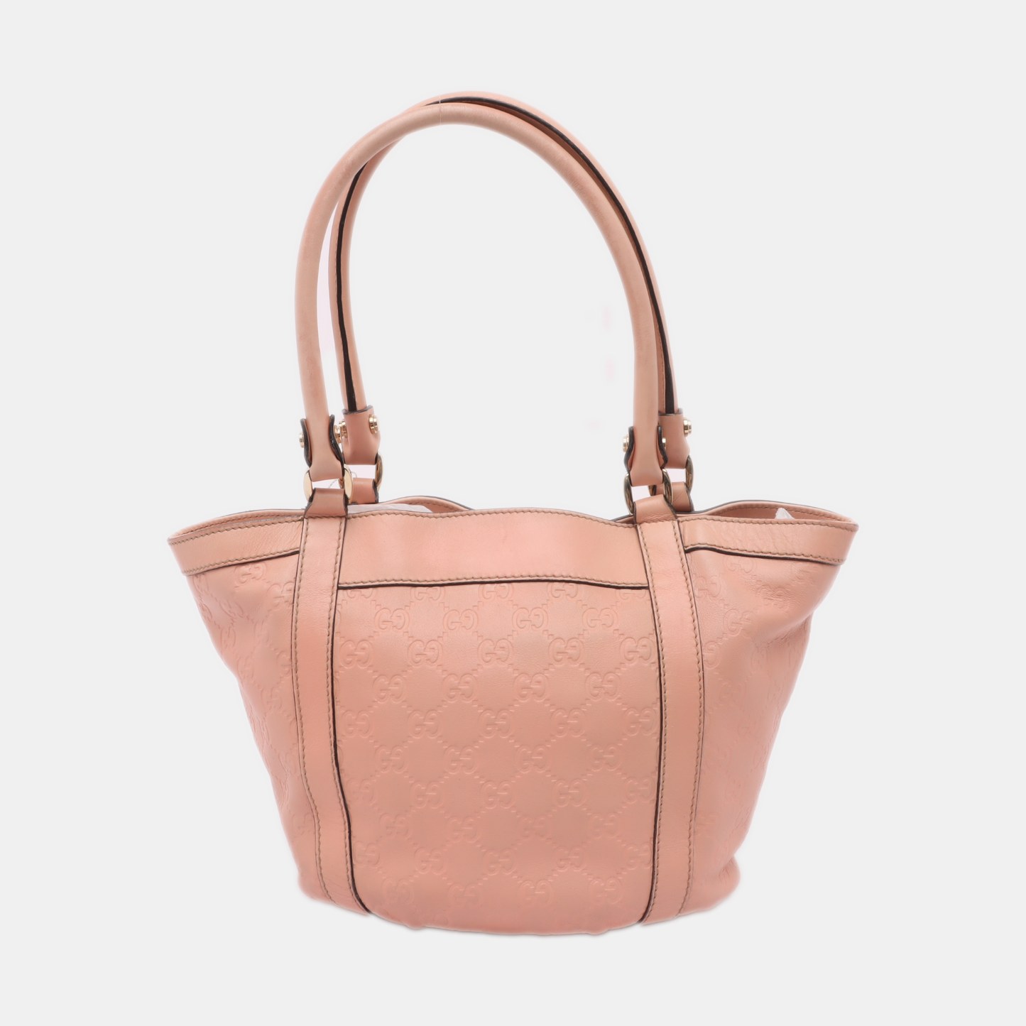 GUCCI D Gold Nude Pink Calfskin Monogrammed Tote Bag Single Shoulder Bag Golden hardware-(SKU)-13640994