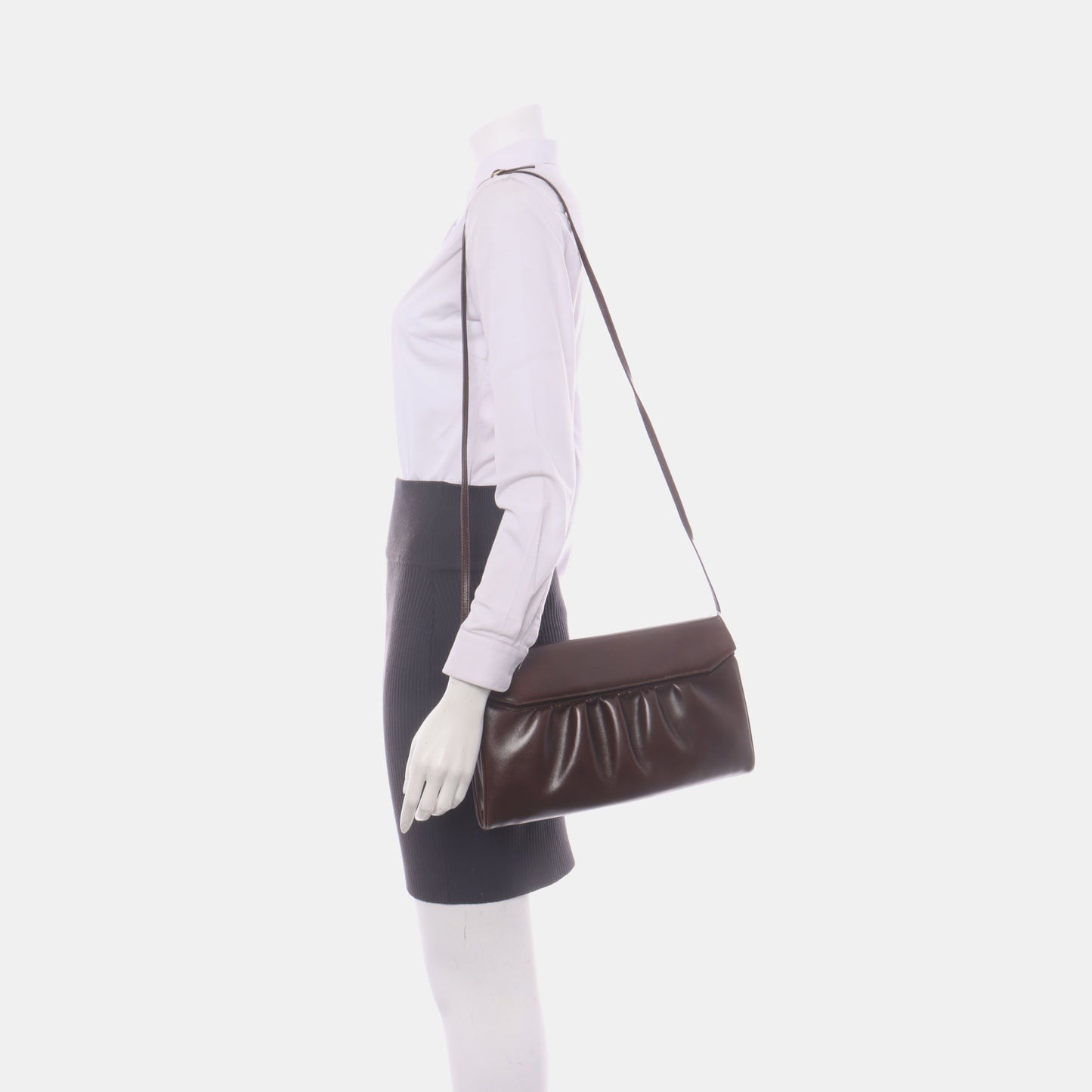 GUCCI Burgundy Leather Single Shoulder Bag Golden hardware Removable shoulder strap-(SKU)-932491489