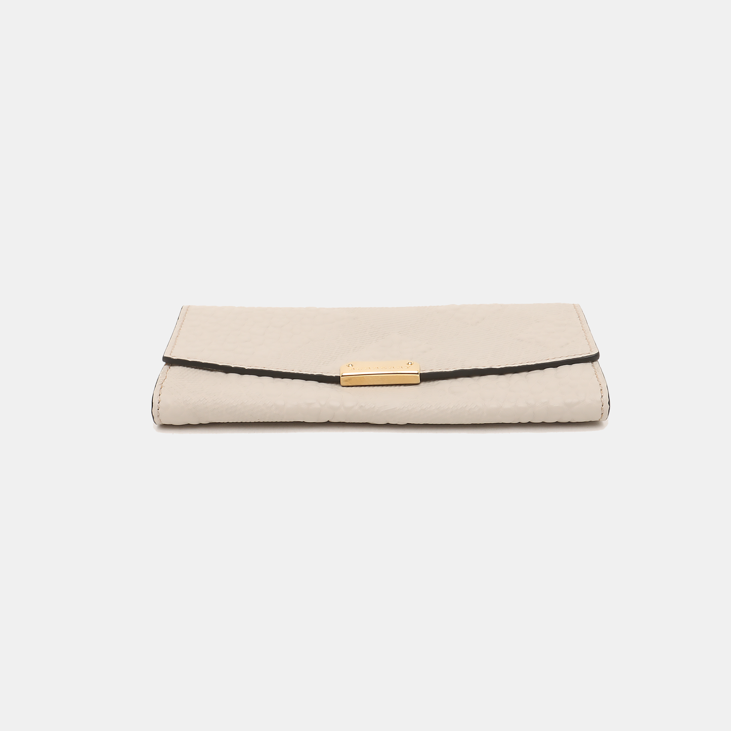 BURBERRY Langley Gray Cowhide Embossed Wallet Golden hardware-(SKU)-14390190