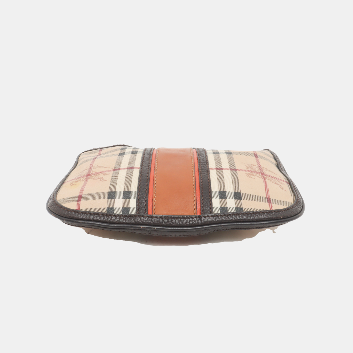 BURBERRY Khaki Coated Canvas Warhorse Plaid Handbag Golden hardware-(SKU)-934780068