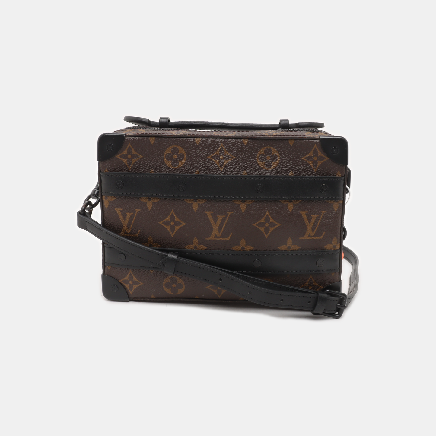 LOUIS VUITTON SOFT TRUNK Brown Coated Canvas Monogram Handbag Crossbody Shoulder Bag Black Hardware-(SKU)-14509670