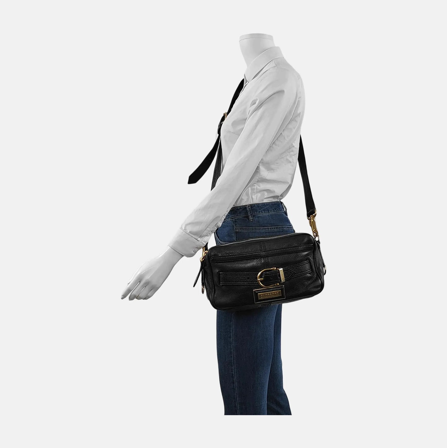 BURBERRY Black Leather Single Shoulder Bag Golden hardware-(SKU)-945938480
