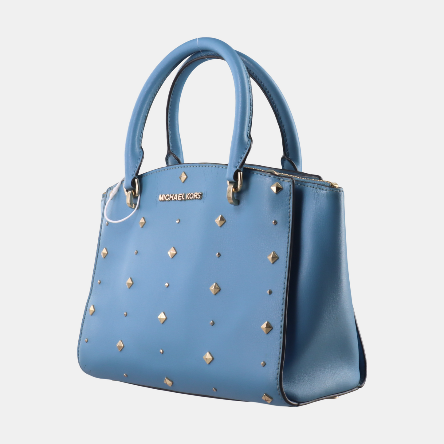 MICHAEL KORS Tote bag Small size Blue Cowhide Studs Single Shoulder Bag Tote Bag Crossbody Bag Golden hardware Removable shoulder strap-(SKU)-929655506