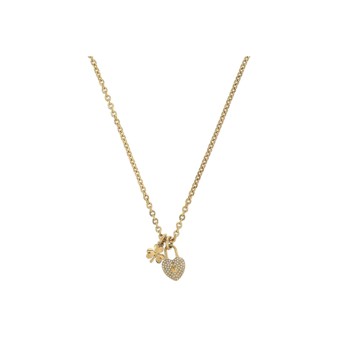 DIOR Lucky Locket Gold Alloy Artificial Crystal Embedded Necklace Length48cm-(SKU)-937302536