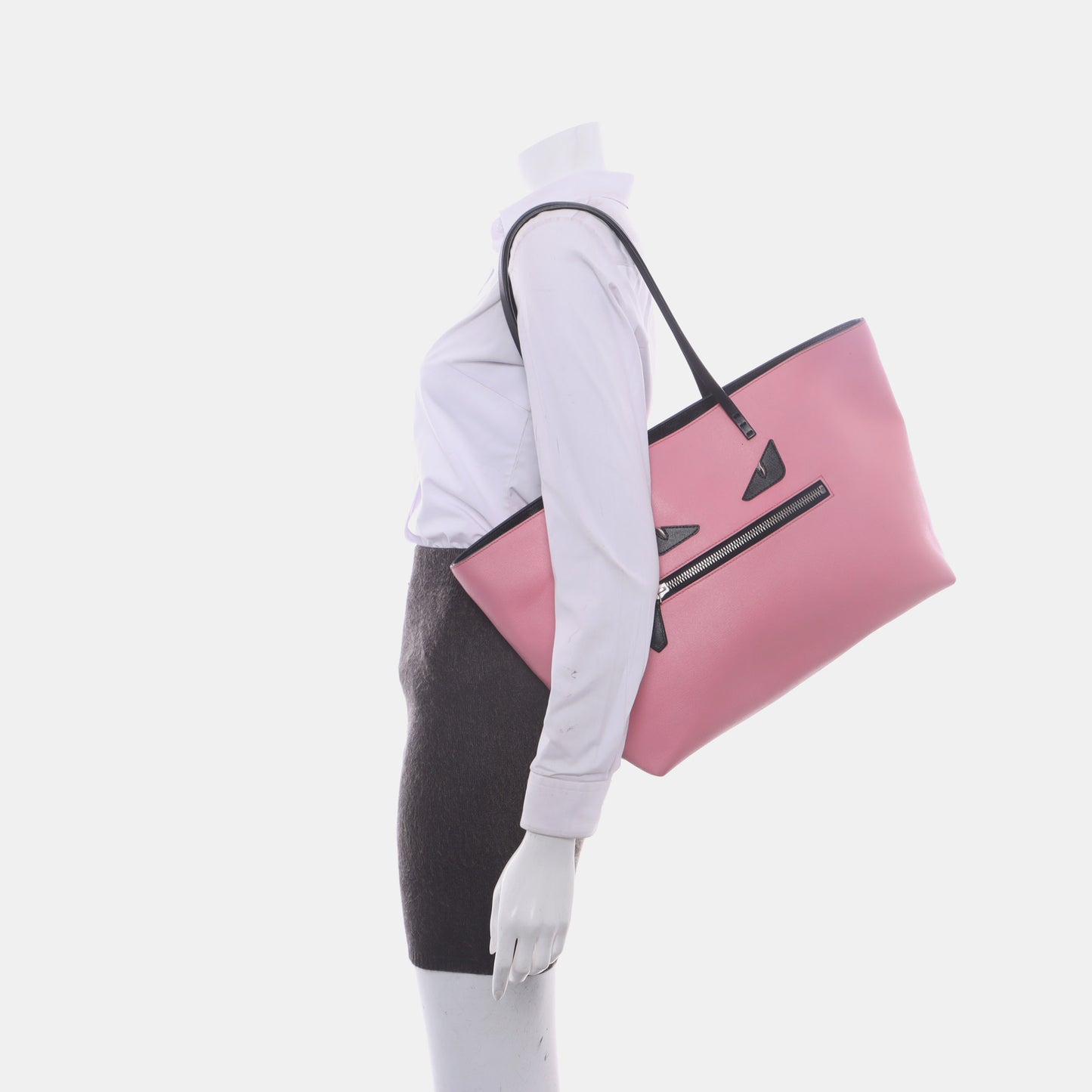 FENDI Monster Medium size Pink Cowhide Monster Single Shoulder Bag Tote Silver Hardware-(SKU)-13447646