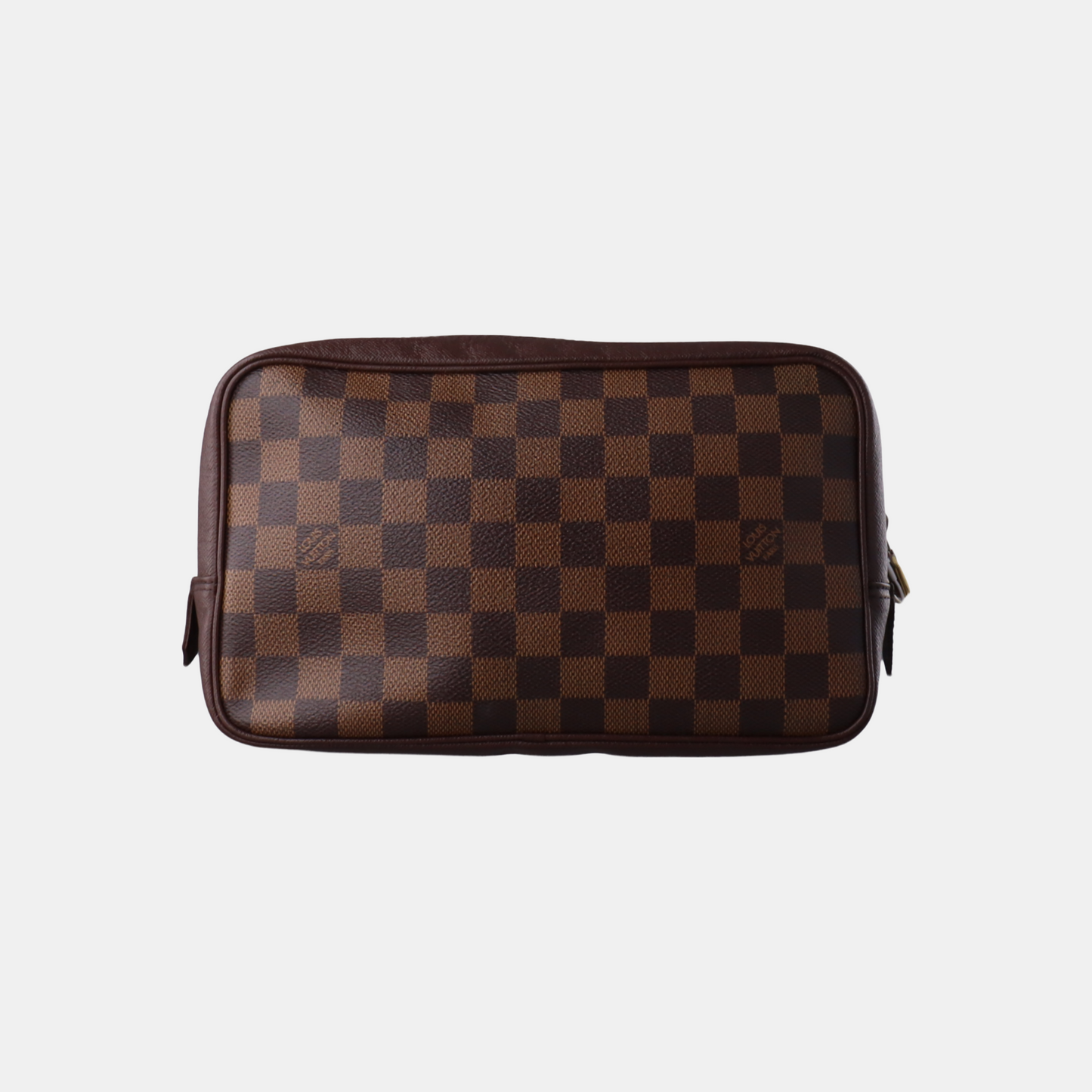 LOUIS VUITTON DAMIER EBENE Large size Brown Coated Canvas Checkered Handbag Golden hardware-(SKU)-930402933