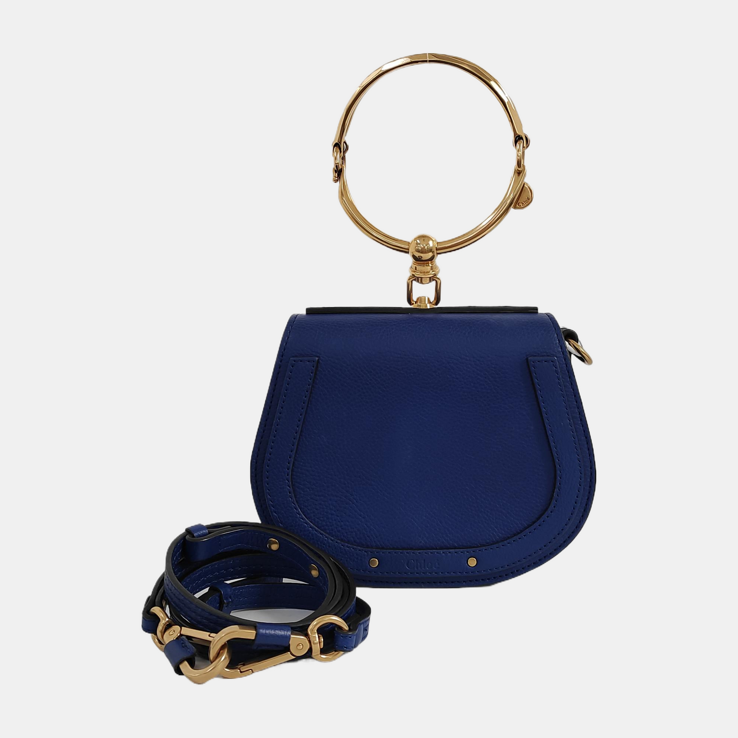 Chloé Nile Blue Cowhide Single Shoulder Bag Sling Bag Tote Golden hardware Removable shoulder strap-(SKU)-942720011
