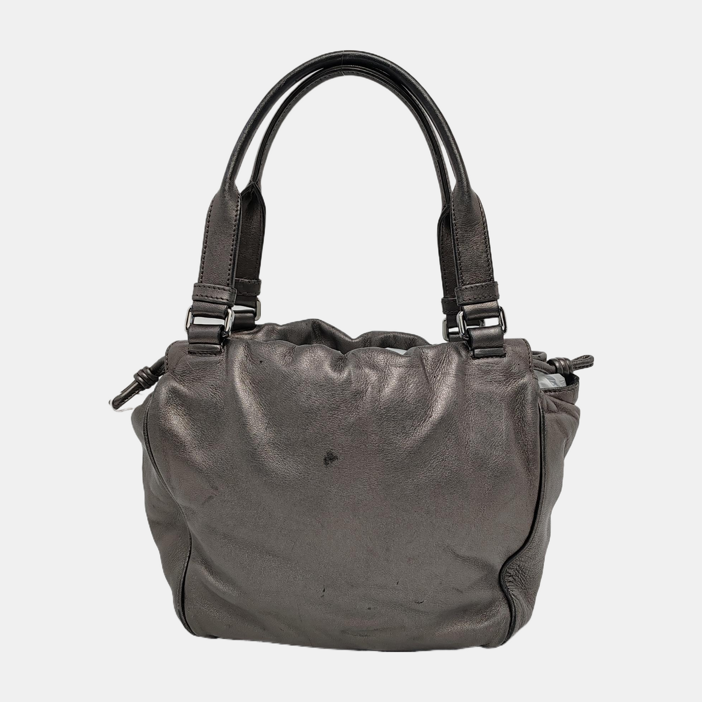 LOEWE Gray Cow Leather Handbag Shoulder Bag Silver Hardware-(SKU)-945383278